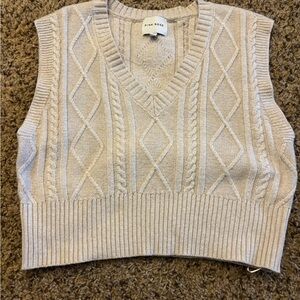 Pink Rose Beige Cable Knit Sleeveless Sweater
